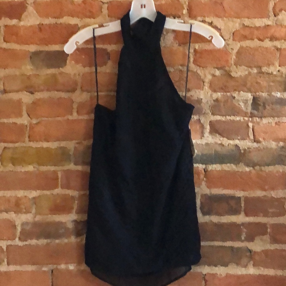 Trouve small black halter top, sheer